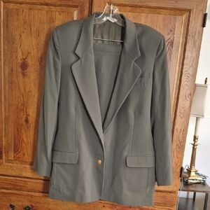 Vintage Austin Reed Olive Green 2 PC Suit 14 Blazer Skirt